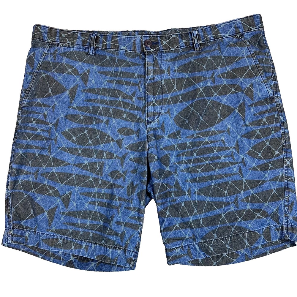 Lands End Chino Shorts Fish Net Pattern Mens Size 42 Cotton Casual